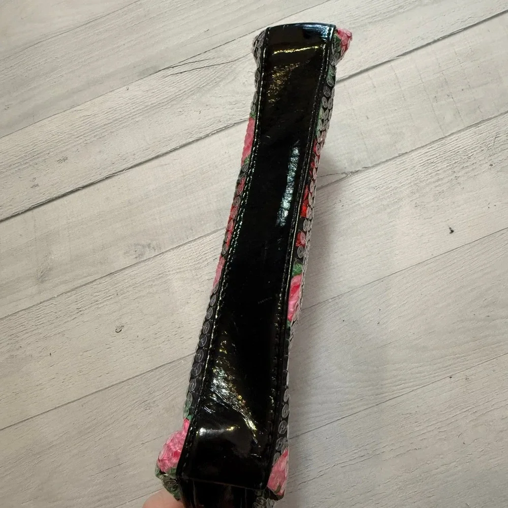 Betsey Johnson‎ Rose Pattern Sequin Cosmetic Bag/Pouch